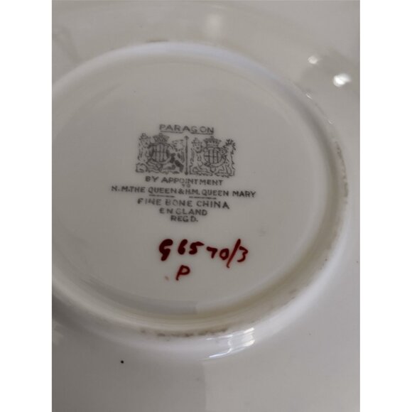 Paragon Tea Cup and Saucer Set Pink Floral Landscape with Birch Trees 1940's - Picture 11 of 14